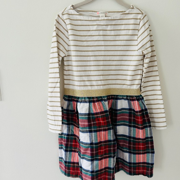 J. Crew Striped and Plaid Kids Dress - Gold, White, Red, Blue - Picture 2 of 6
